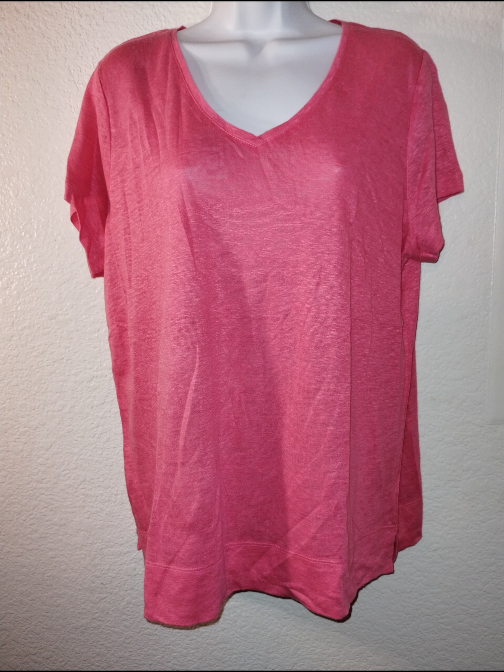 J. Jill Relaxed V-Neck Tee in Coral Pink sz Large